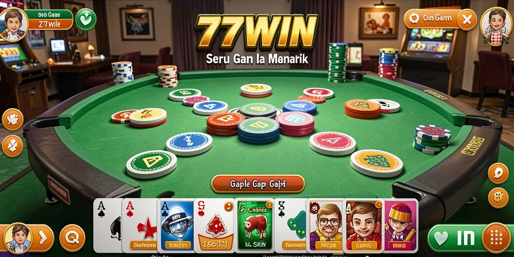 Screenshot utama 77WIN menampilkan gameplay Gaple yang seru.