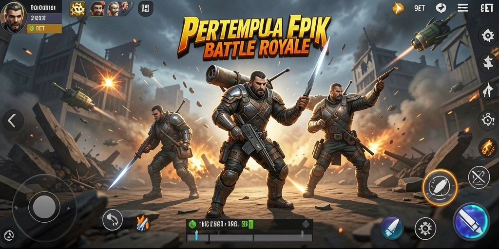 Gameplay 9ET yang seru dengan pertempuran Battle Royale.