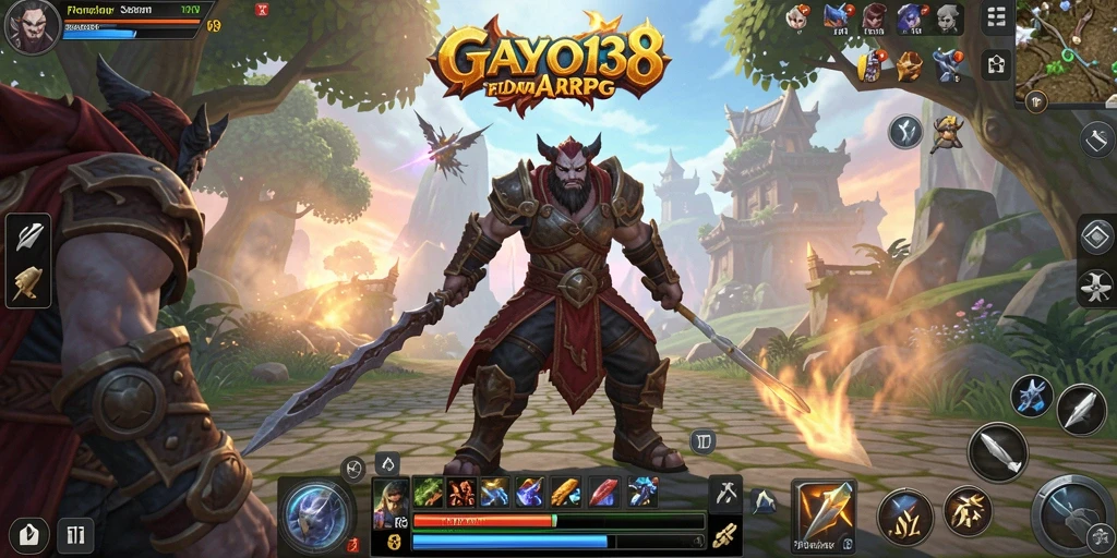 Screenshot utama GAYO138 menampilkan pertarungan epik di dunia ARPG.