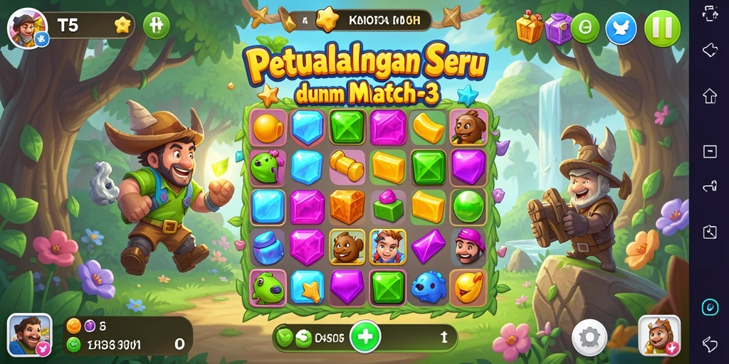 Tampilan menakjubkan dari gameplay Match-3 T6.